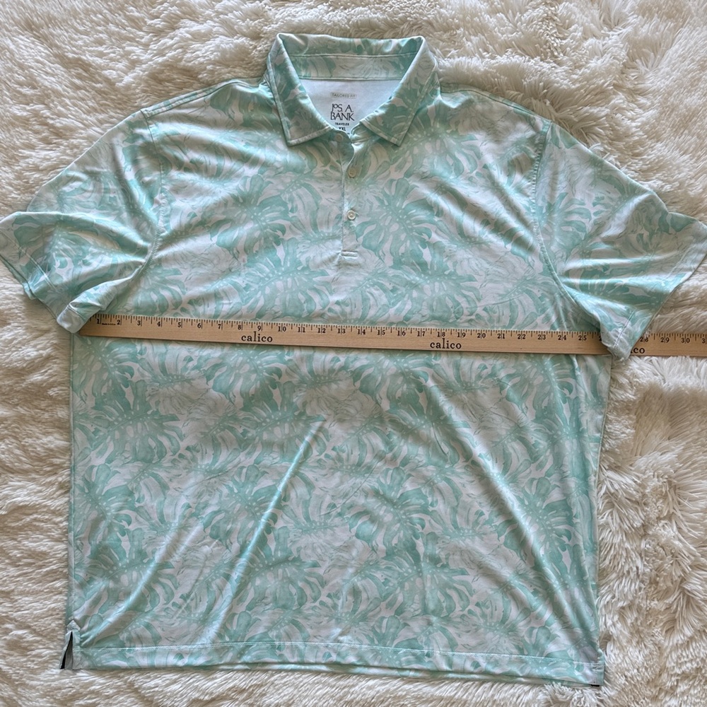 Jos. A. Bank Light Green Leaf Pattern Polo